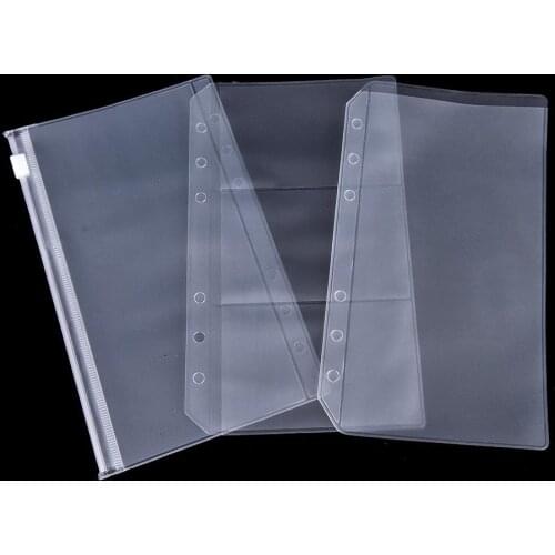 A5/A6 PVC Transparent Zip Lock Envelope for 6 Holes Binder Pocket Refill Organiser Stationery