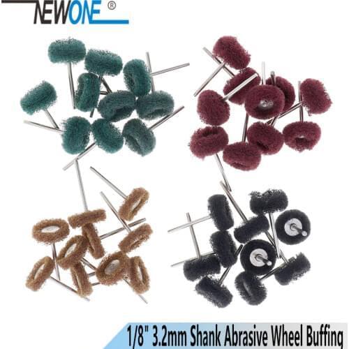 NEWONE 1/8" 3.2mm Shank Abrasive Wheel Buffing Polishing Metal Surface Wheels fits Rotary Tool Dremel Accessories