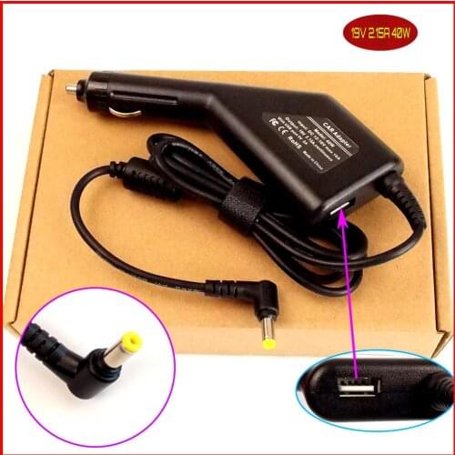 Laptop DC Power Car Adapter Charger 19V 2.15A + USB Port for Acer Aspire One D150 D257 D257-13404 D257-13450 D260 D265