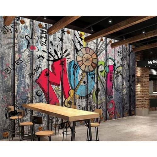 Beibehang Custom wallpaper retro retro graffiti TV background wall bar restaurant KTV background home decoration 3d wallpaper