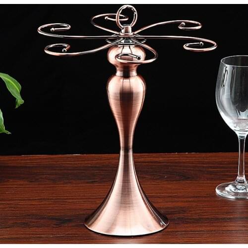 Wood Base Wine Glass Frame Table Artistic Elegant Hook Metal Holder Stand Stemware Rack Drying System Tree Display
