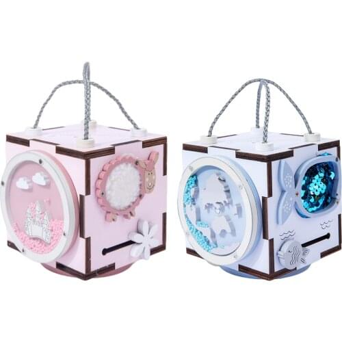 Kids Wooden Busy Board Box Shape Blocks Life Skills Toy for Travel Car Gifts