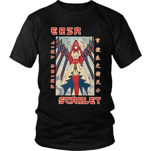 Trendy Men Supernatural Anime Fairy Tail Tshirt Short Sleeve 100% Cotton Tee Shirt Summer Manga Erza Scarlet T-shirt Clothing