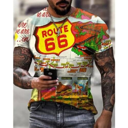 Summer Men T Shirt Casual Vintage Short Sleeve Handsome Breathable Sports Tees Trendy 66 Letters Print Streetwear Tops For Male