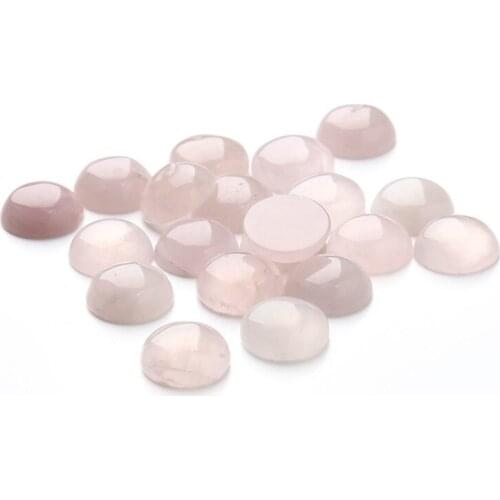 Julie Wang 10pcs 6-14mm Round Natural Stone Cabochons Flatback Pink Crystal Necklace Bracelet Jewelry Making Accessory