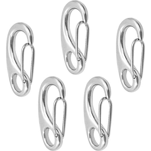 5pcs Boat 50mm Gate Spring Clip Snap Hook Claw for Sailboat Halyard Silver