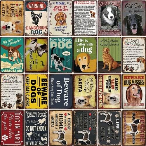 [ Kelly66 ] Warining Beware Of Dogs Life Is Better With A Akita Metal Sign Home Decor Bar Wall Art Painting 20*30 CM Size DG-50