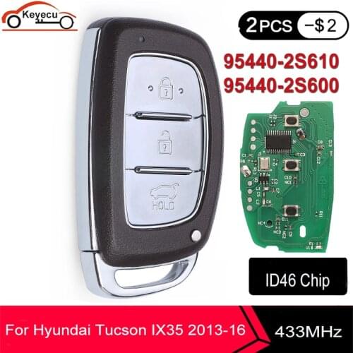 KEYECU Remote Smart Car key 3 buttons 433Mhz For yundai Tucson IX35 2013-2016 PCF7945A HITAG 2 46 chip 95440-2S610 95440-2S600