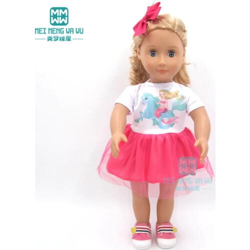 Doll clothes for 45 cm American doll and new born doll Printed princess baby dress
