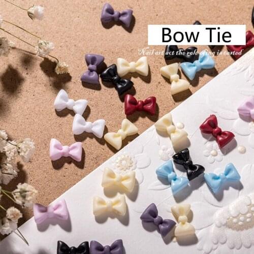 30/100Pcs Fashion Hot sale 3D All-match 6x9.5mm Bow Tie Nail Art Decorations Rhinestones Resin Manicure Art Accessories DIY