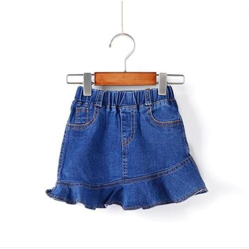 Hot sale 2020 Kids girls new summer casual skirts children fashion washed pleated denim skirt for Girls 3-8 years