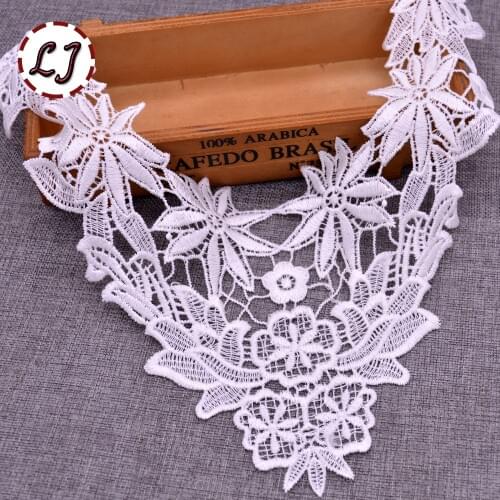 Fashion white Fabric Flower Venise Lace Sewing Applique DIY Craft U-soluble lace collar Ladies clothing decoration accessories