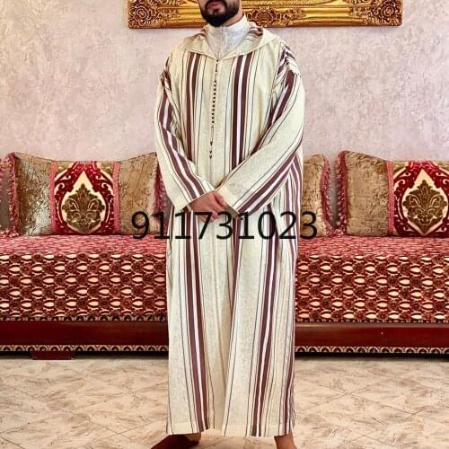 Leisure Printed Muslim Robes Men Long Sleeve Stand Collar Jubba Thobe Fashion Buttons Patchwork Kaftan Islamic Robes 4XL