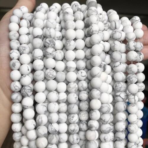 Natural Minerals Stone Matte Dull Polish White Howlite Beads for Jewelry Making DIY Bracelet Necklace 4-10mm Loose Spacer Beads