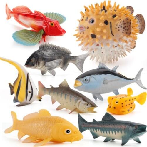 New Simulation Solid freshwater fish Toy Plastic Puffer fish Tuna Action Figures Educational Toy for Children Kid Christmas Gift