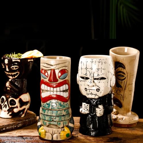 New Multicolour Skull Doll Tiki Mug Cocktail Cup Beer Wine Mug Ceramic Tiki Mugs Art Crafts Creative Hawaii Mugs