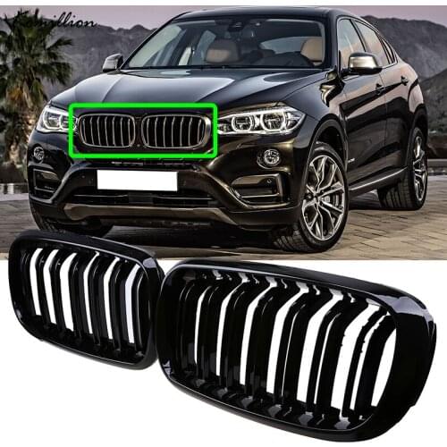 Pair Glossy Black Car Front Wide Kidney Grille Racing Grills for BMW X5 F15 X6 F16 X5M F85 X6M F86 2013 2014 2015 Exterior Parts