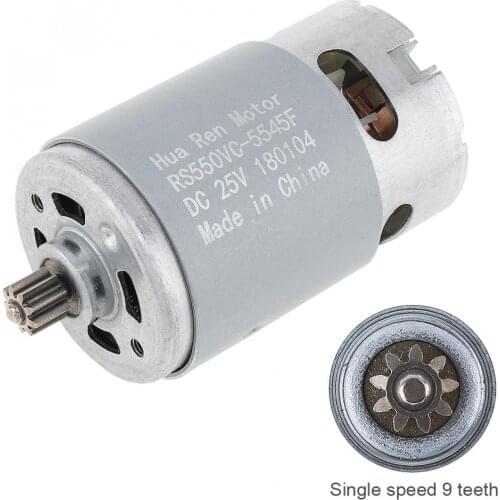 RS550 25V 19500 RPM Durable DC Motor with Single Speed 9 Teeth and High Torque Gear Box for Electric Drill / Screwdriver