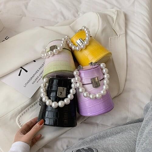 Luxuy Brand Pearl Handbag PU Leather Shoulder Bags for Women Casual Mini Crossbody Bag Fashion Purse 2021 Summer Japan and Korea