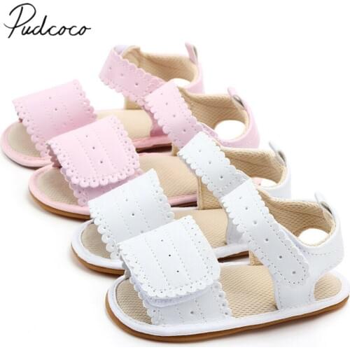 Pudcoco Baby Sandals Clogs Newborn Baby Girls Soft Sole Sandals Infant Toddlers Summer Sandal Hollow Out Solid Crib Shoes 0-12M