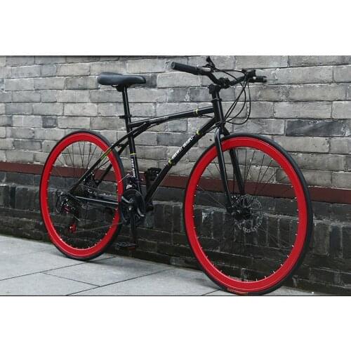 Student Road Bike 26 Inch Fixed Gear Disc Brakes Bicycle Speed Change Solid Tire Net Red Bicycle Racing Adult Men And Women