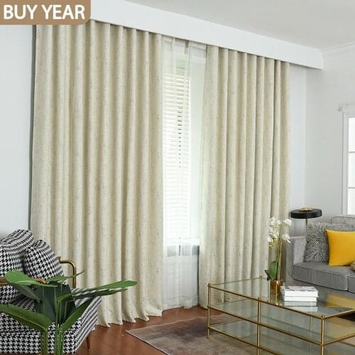 Modern Curtains for Living Room Dining Bedroom Light Luxury Cotton and Linen Chenille Curtains Fabrics Blackout Curtains Window