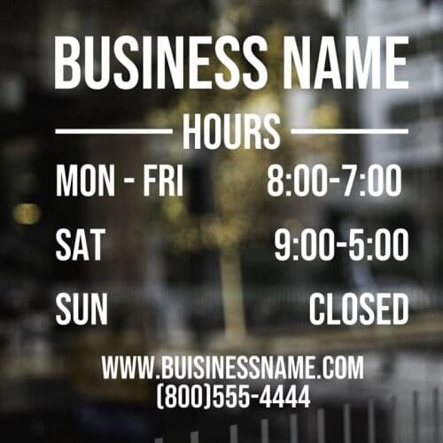 Business Store Hours Decal Custom Storefront Decal Hours Of Operation Decal Store Hours Vinyl Sticker E503