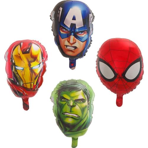 10pcs The Avenger Superhero Balloon Captain America Hulk Spider Iron Cartoon Man Head Foil Balloons Birthday Party Decoration