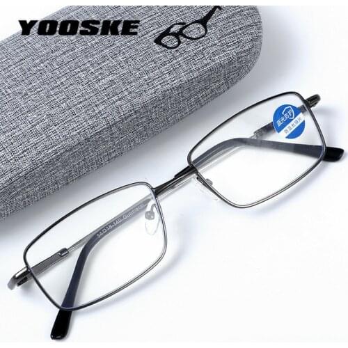 YOOSKE Metal Men Reading Glasses Blue Light Vintage Business Hyperopia Eyewear Reading EyeGlasses 1.0 1.5 2.0 2.5 3.0 3.5 4.0