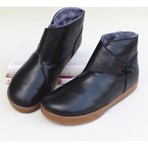 Womens Shoes Winter Boots non-slip Fleece Woman Ankle Boots Genuine Leather Platform Snowshoes Female Footwear