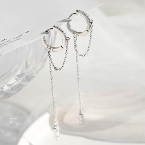 Prevent allergy 925 Sterling Silver Long Drop Earring for Women Girls Tassel Water Drop Zircon CZ Party Wedding Jewelry Gifts