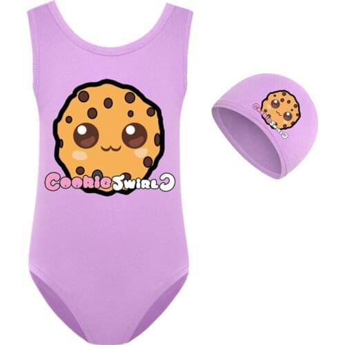Girls Cartoon Swimsuit COOKIE SWIRL C One-piece Swimwear Girl Summer Casual Beachwear Children Swimming Costume Suit 2-14Y
