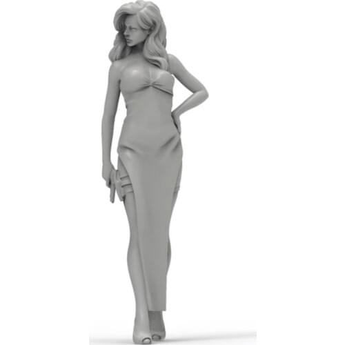 1/24 modern girl stand in summer Resin figure Model kits Miniature gk Unassembly Unpainted