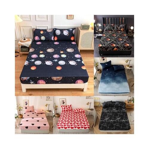 1pc Soft Printed Fitted Sheet With Elastic Band Bed Sheet Cover (No Pillowcases)Full Queen King Size Dropshipping