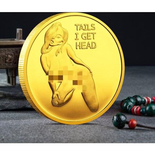 1 Pcs Sexy Woman Coin Get Tails Head! Adult Challenge Lucky Girl Commemorative Coins Collection Gold Challenge Coin Gift