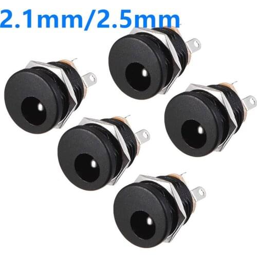 10pcs DC-022 DC022 5.5x2.1mm 5.5*2.1mm 5.5x2.5mm 5.5*2.5mm DC Power Socket dc connector Panel Mounting with Screw Nut