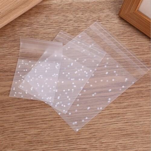 Polka Dot Candy Cookie Bag 100Pcs Transparent Cellophane Candy Cookie Bag Self Adhesive Pouch Wedding Birthday Party Package Bag