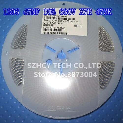 2000Pcs 1206 47NF 10% 630V X7R 1206 473K C1206X473K631T New and origianl