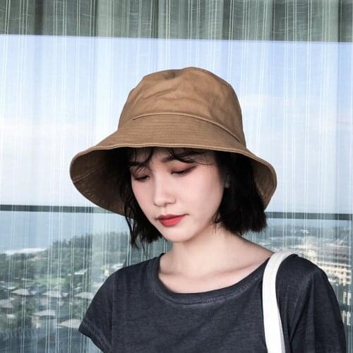 2021 Brand Beach Cap Sun Hat Cotton Bucket Hats Women Summer Sunscreen Panama Hat Sunbonnet Fedoras Outdoor Fisherman Hat