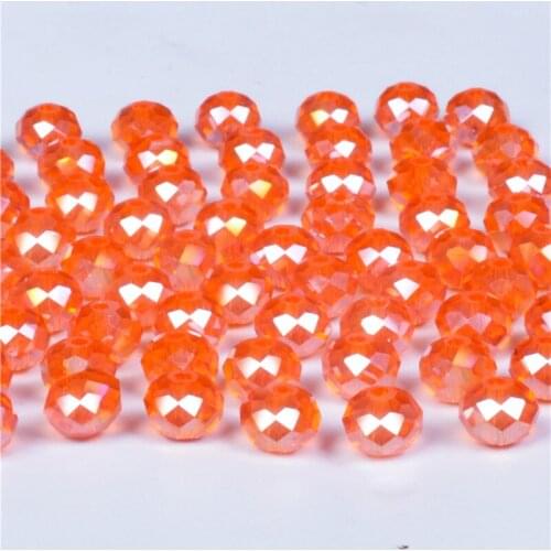 4 6 8mm Austria Orange AB Rondelle Faceted Beads Jewelry Making Women Earring Diy Kralen Loose Spacer Glass Beads