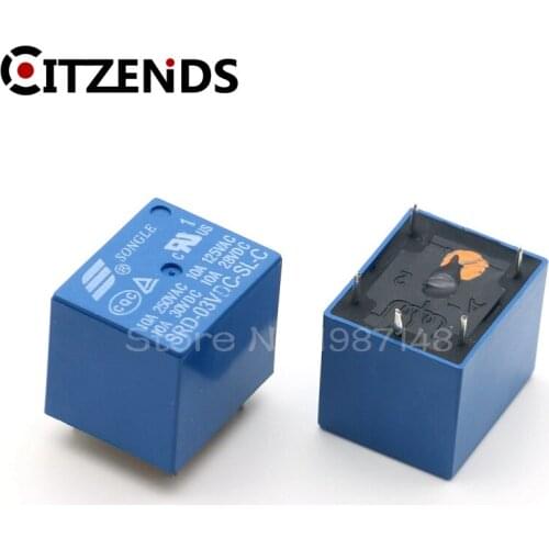 5Pcs/lot Relays SRD-03VDC-SL-C SRD-05VDC-SL-C SRD-06VDC-SL-C SRD-09VDC-SL-C 3V 5V 6V 9V 10A 250VAC 5PIN T73 Mini Power Relay
