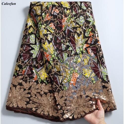 African Wax Fabric Lace With Sequins High Quality Mesh French Tulle Lace Fabric Embroidery Nigeria Wax Fabric For Wedding Y2277