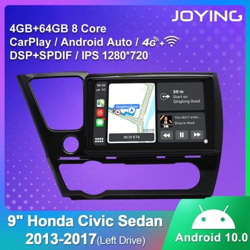 9 Inch RDS Car Radio 4GB Head Unit GPS 1 Din 1280*720 IPS Android 10.0 For Honda Civic Sedan 2013-2017 Support Bluetooth/WiFi