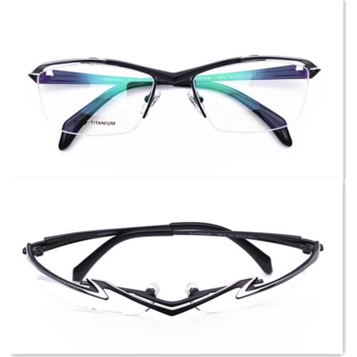 Belight Optical Japan Sharp Design Sports Pure Titanium Half Rimless Frame Men Prescription Semi Eyeglasses Red Eyewear MF-1218