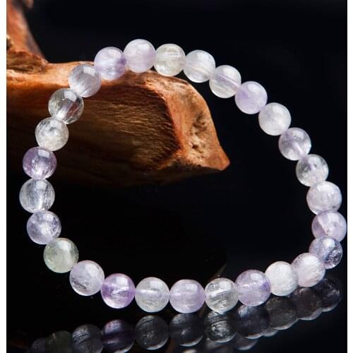 6.5mm Natural Genuine Coloful Kunzite Quartz Crystal Round Beads Jewelry Stretch Charm Bracelets For Women Just One