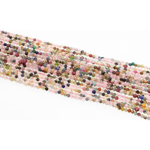 Small Size 2mm Natural Stone Faceted Loose Beads White Stone Into The Color DIY for Making Necklace Bracelets Spacer Beads