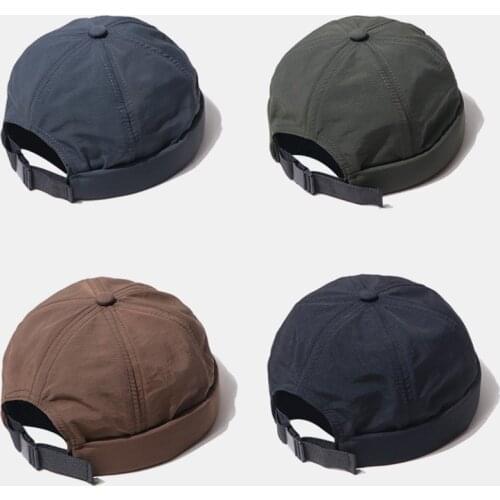 Quick-drying Visor-Less Cap Summer Beanie Brimless Docker Watch Skull Cap Rolled Cuff Harbour Hat Baseball Cap Men Women Unisex