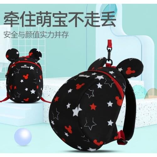 Disney Children School Bag Mickey Childrens The Anti-lost Backpack 1-3-6 Years Old Baby Cute Cartoon Kids Small Bag Shoulder