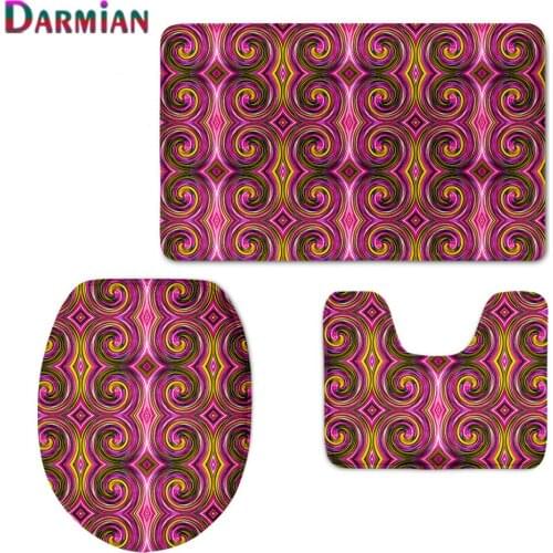 Home Decor Vintage African Style Toilet Seat Cover Carpet 3Pcs WC Accesseries Bathroom Waterproof Non Slip Resistance Carpets