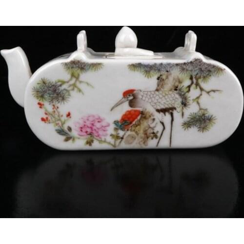 China Colored glaze ceramic flowers bird teapot crafts statue